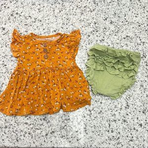 Posh Peanut Halsey Bummie Set: Peplum Top & Bloomer Set 6-12 Months